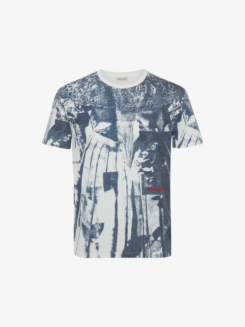 Camisetas Alexander McQueen Trompe-L'œil Printed Hombre - Blancos/Negros - Mexico 597-WQPYHJ